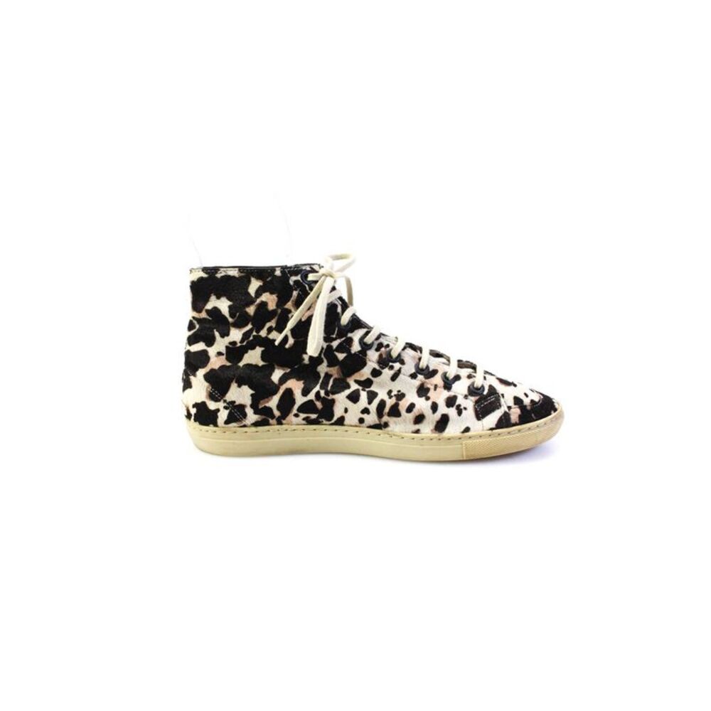 Burberry Womens Leopard Print Pony Hair High Top Sneakers Ecru Size 36.5 6.5 - Picture 9 of 10